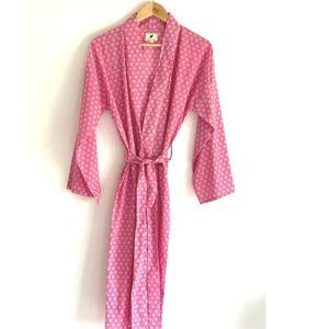 Pink/Blue Block Print Medium Length Robe NWT